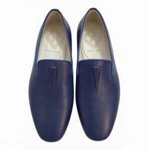 Moses Grace Italian Leather Slip-On Flats Size 42 Vero Cuoio Navy Minimalist